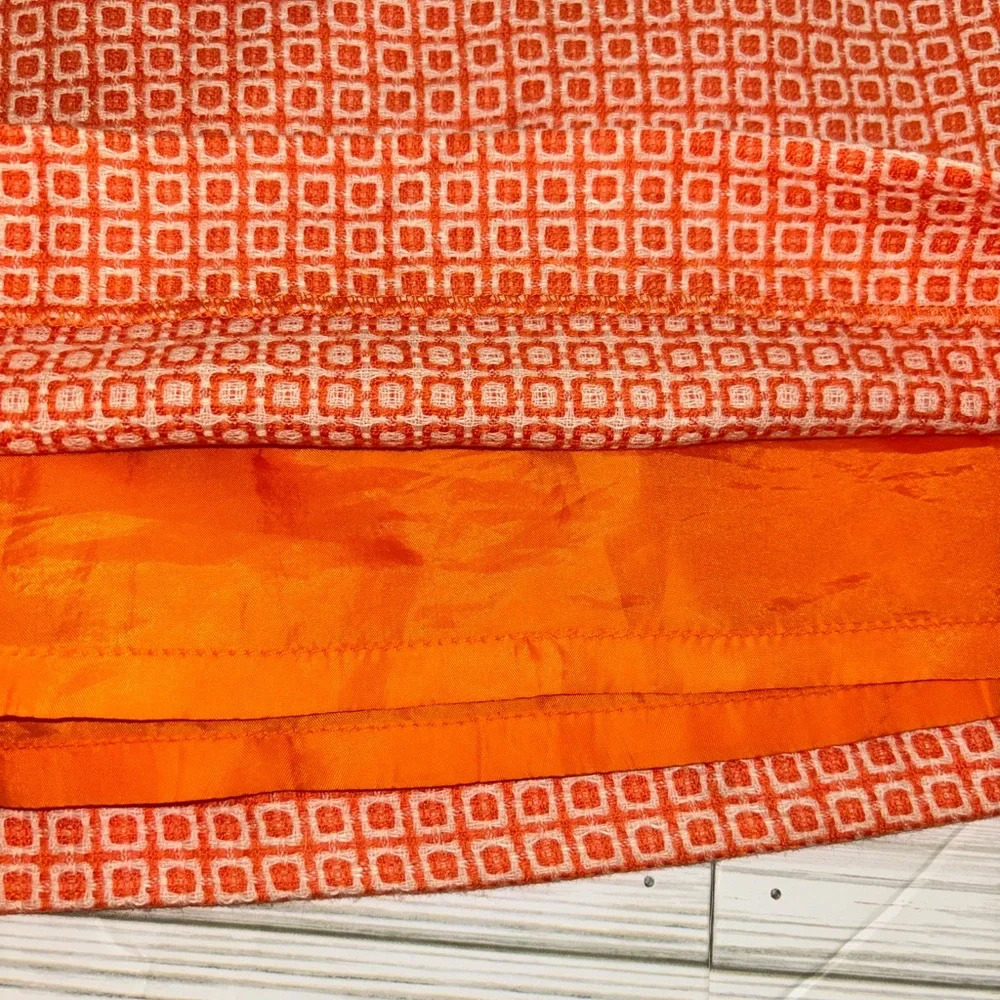 Boden Orange and white wool blend pattern mini skirt size 4R - Picture 5 of 6